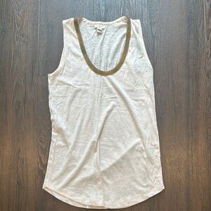 J. Crew Women's Cream Tank Top with Gold Trim